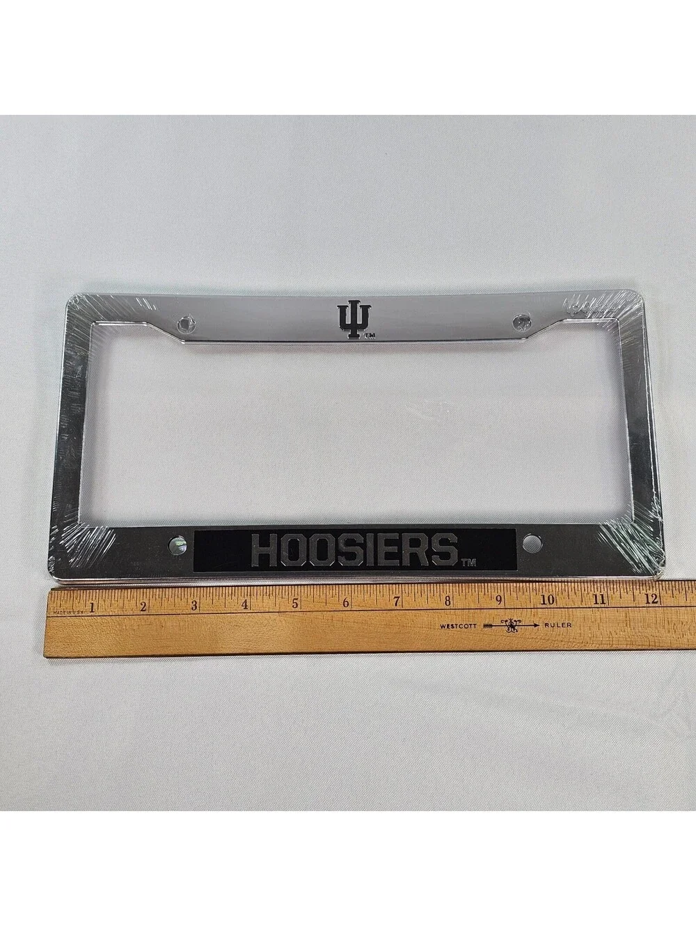 Indiana University Hoosiers License Plate Frame Chrome IU Logo Team Sports NEW